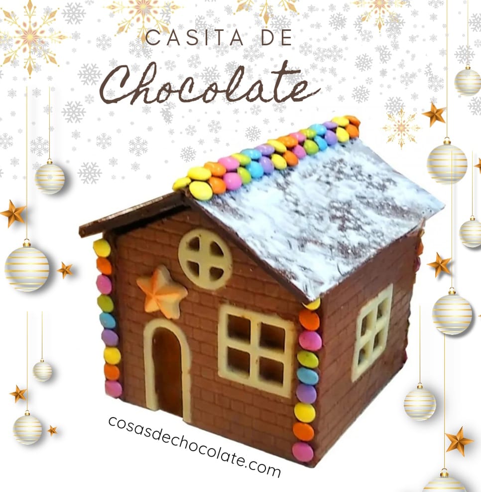 Casa de chocolate navideña, libre de gluten y de grasas añadidas