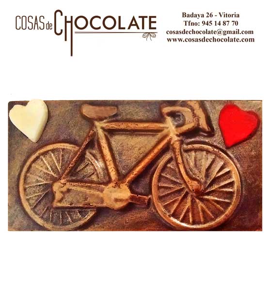 Bicicleta de chocolate en relieve.