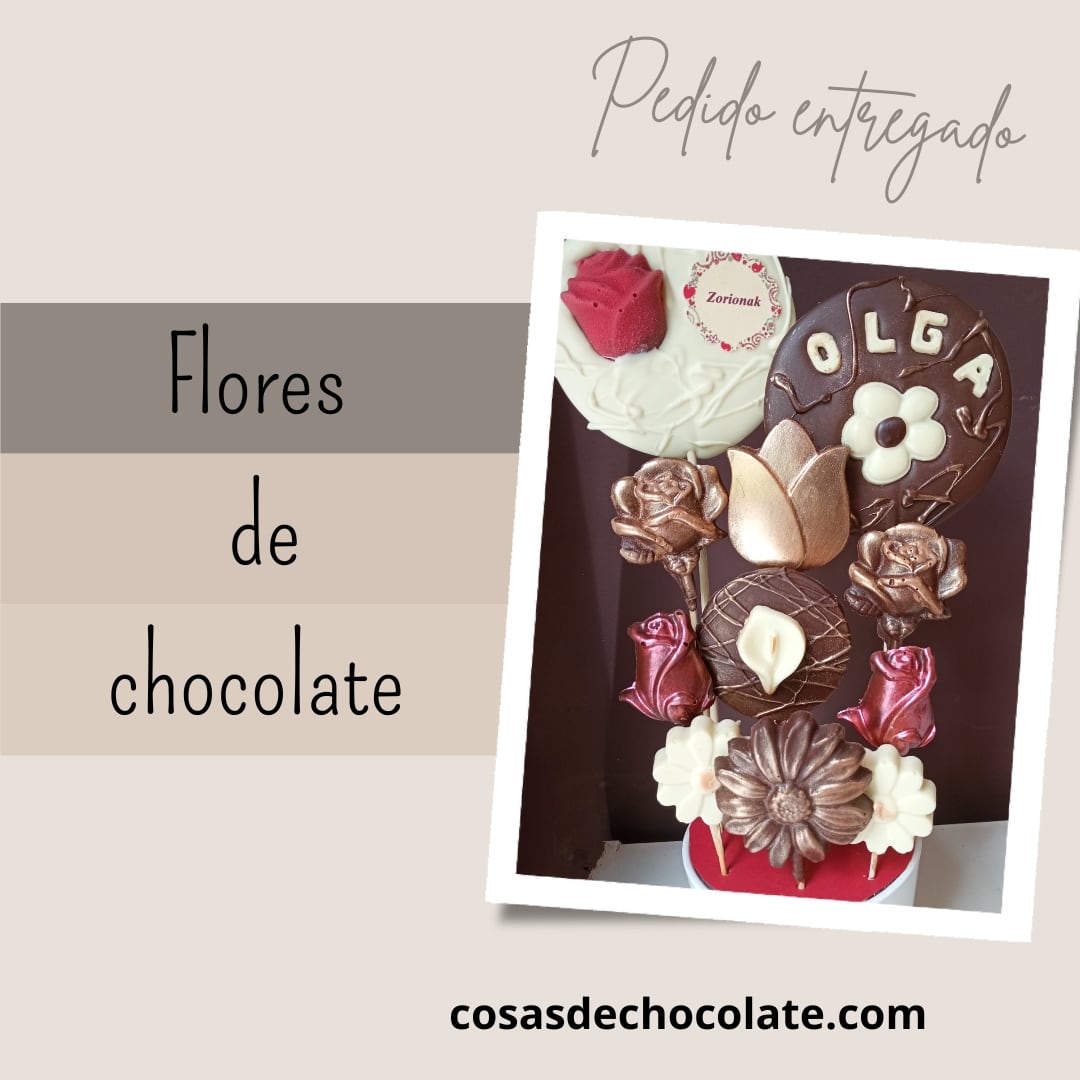 Sorpresa de cumpleaños: Ramo de flores de chocolate con piruletas personalizadas