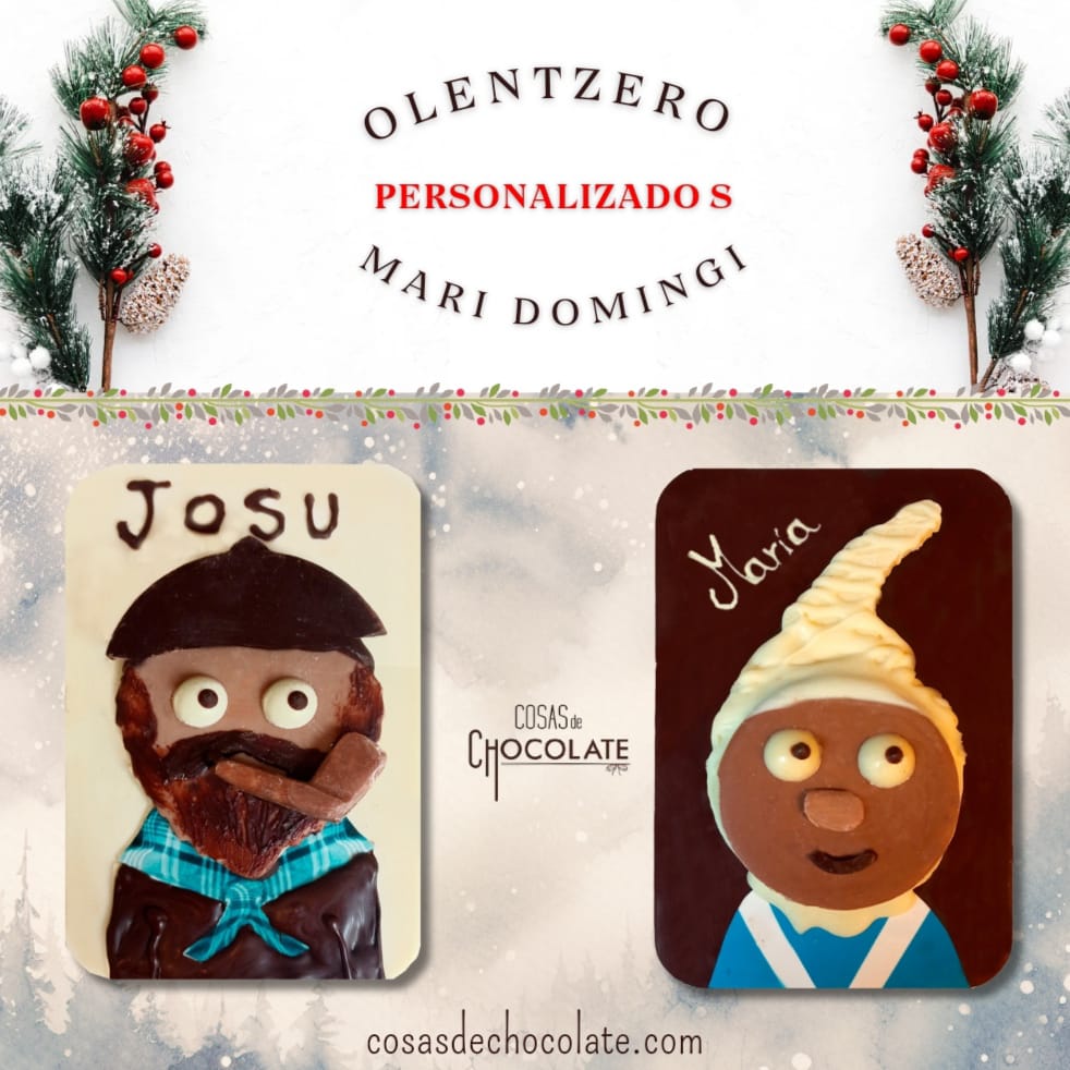tableta de chocolate con la imagen de olenttzero o Mari Domingi en relieve